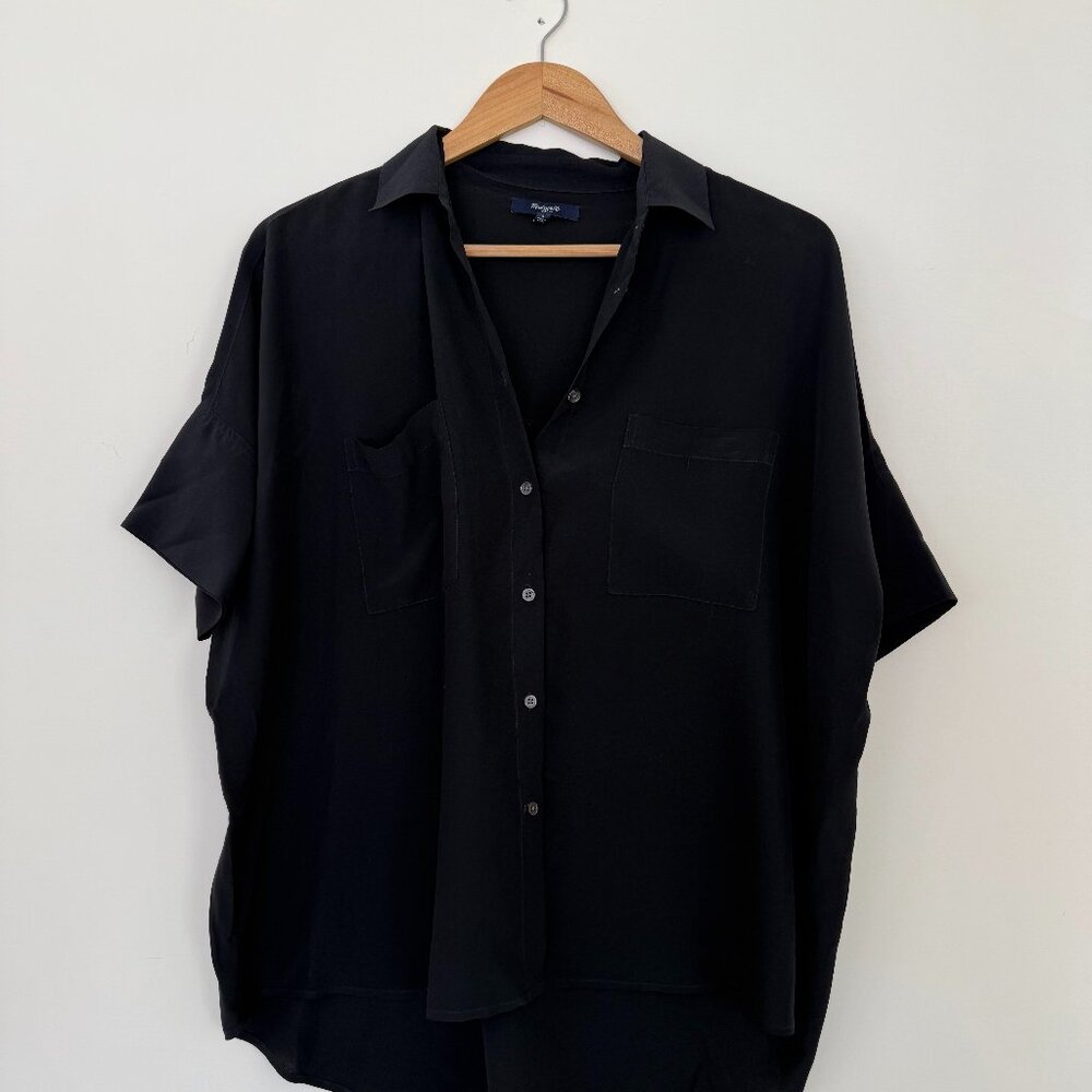 Madewell 100% silk black button down blouse